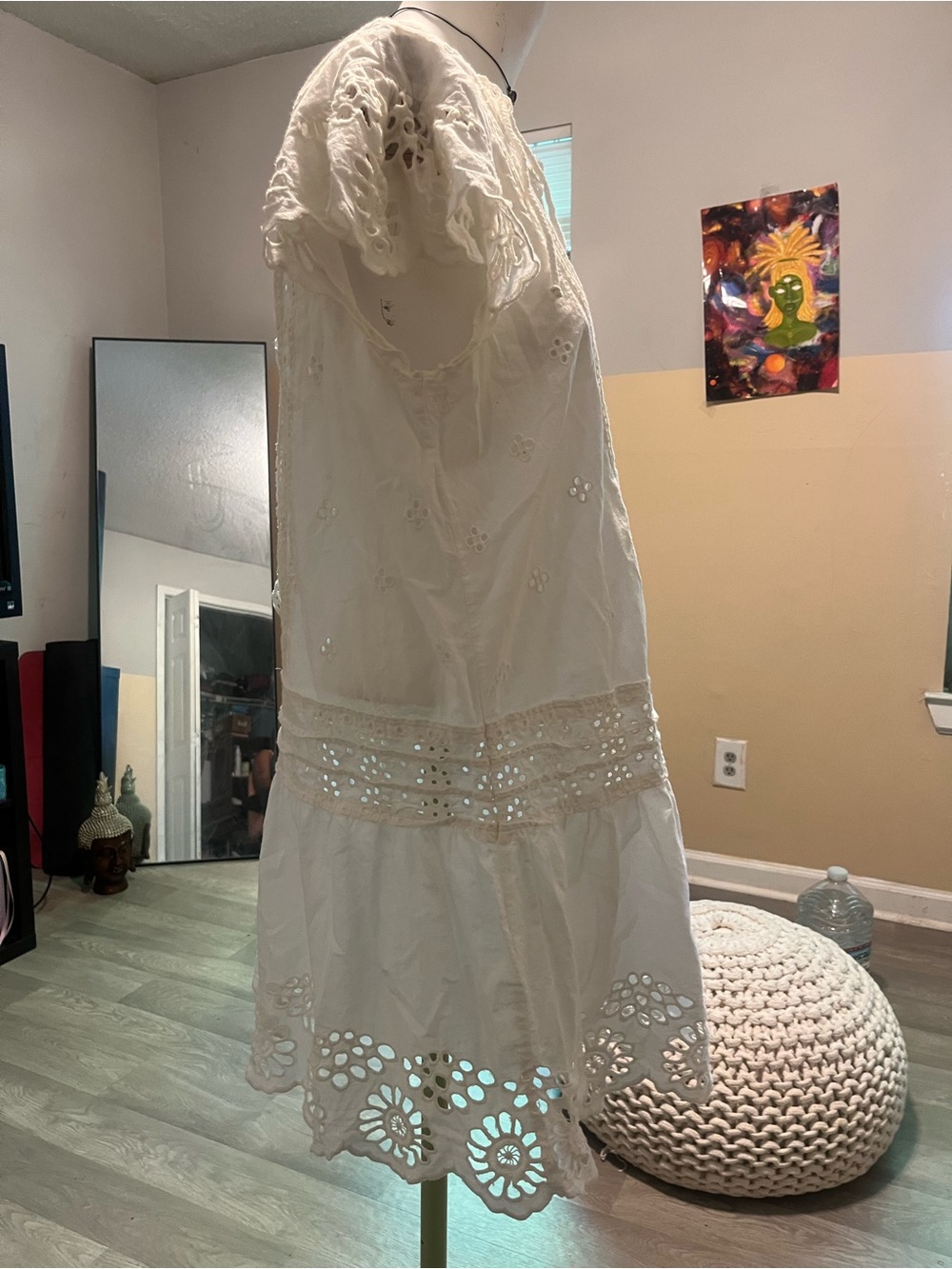 Free People white Lace-Up Backless Eyelet Dress - Picture 5 of 14